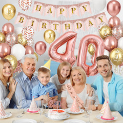 40Th Birthday Decorations for Women, 31Pcs 40Th Rose Gold Birthday Party Decorat