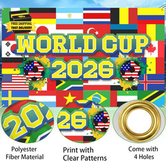 World Cup Backdrop 2026 43X71 Inches Soccer World Tournament Cup Party Decoratio
