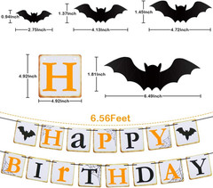 Halloween Party Decorations – Orange Black Latex Balloons, Happy Birthday Banner