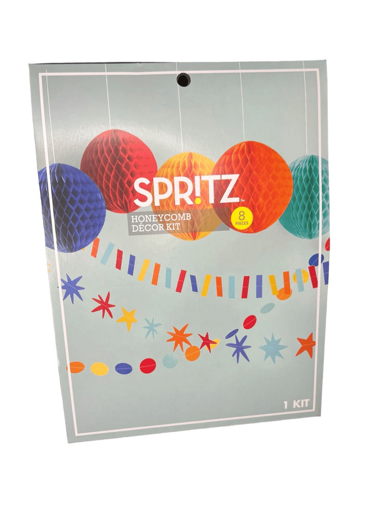 SPRITZ Honeycomb and Garland Party Celebration Decor Kit 8-Piece NEW