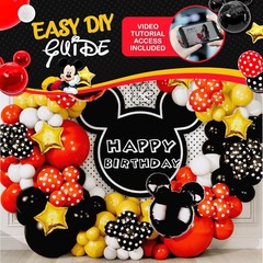 ALL-IN-1 Mickey Balloon Arch Kit with BONUS Mouse Heads & Gold Stars for Mous…