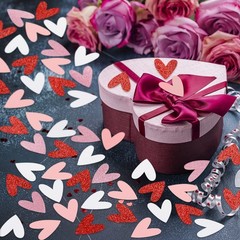 200 PCS Red Pink Glitter Valentines Day Heart Confetti Table Home Decor