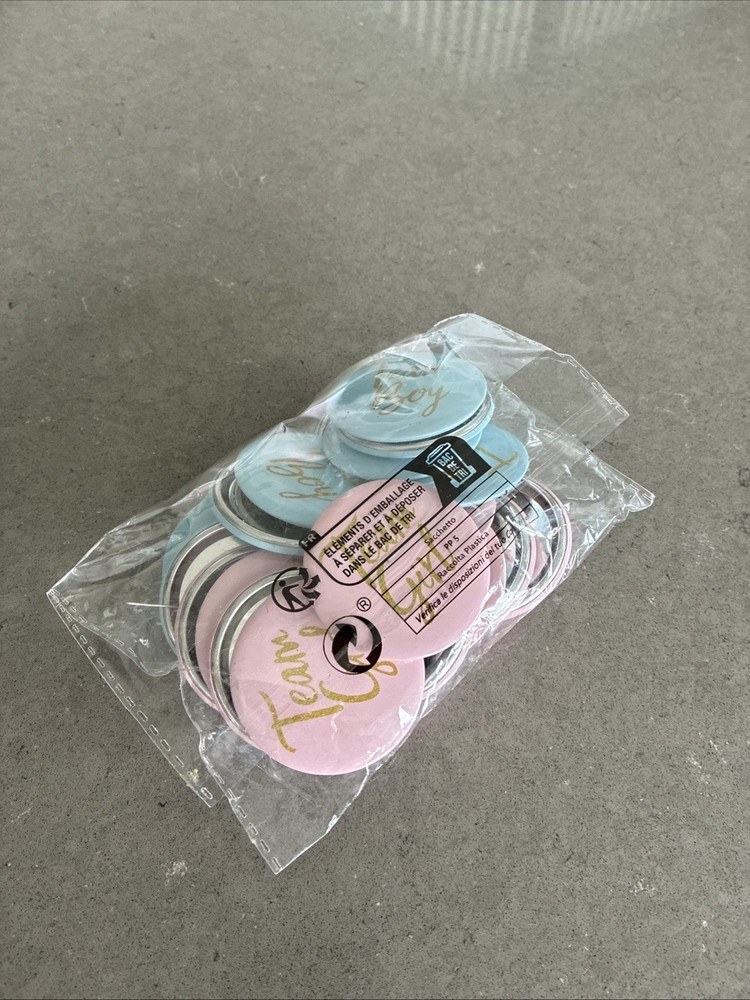 20pc Team Boy & Team Girl Gender Reveal Pins | New W/ Fast Shipping!