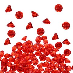 100-Pack Acrylic Diamond Fake Gems, 20mm Clear Fake Jewels Bulk [Deep Red]