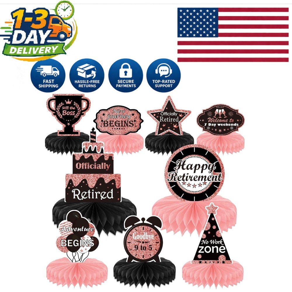 Freestanding Glittery Retirement Table Centerpieces – 9PCS for Glamorous Parties