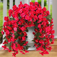 Sggvecsy Artificial Fake Hanging Flowers Plants for Outdoor 2Pcs, Rose Red