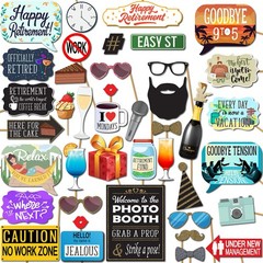 Retirement Photo Booth Props – 41-pc Photobooth Kit with 8 x 10-Inch Sign, 60…
