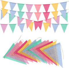 6 Strings 78 Feet Pastel Pennant Banner Flags – Colorful Triangle Banners Burlap