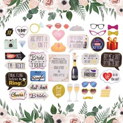 Bridal Shower Photo Booth Props – 41-pc Photo Booth Kit with 8 x 10-Inch Sign…