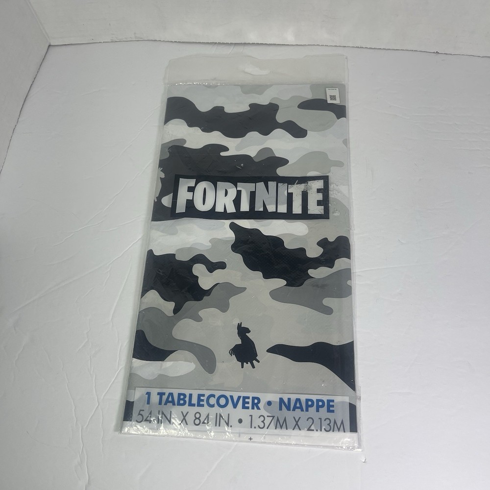 Fortnite 54”x 84” Plastic Tablecover – Birthday/Party/Black/White/Gray/Camo