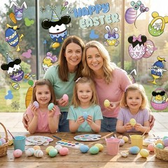 Easter Window Clings for Glass Decorations – 60 Pcs Double-Sided Happy Easter St