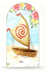 Moana Arch Backdrop Cover Birthday Party Photo Background Supplies