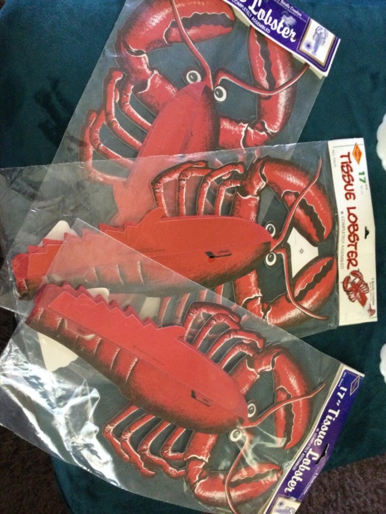 Vintage Biestle Honeycomb Paper Tissue Decoration 17” Lobster 1965 New Lot of 3