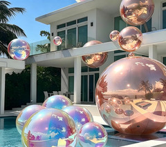 Rose Gold Inflatable Big Mirror Ball Gold Shiny Balls Large Hanging & Standing P
