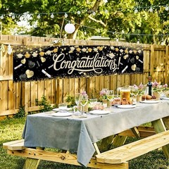 Congratulations Decorations 2026 Banner Graduation Backdrop Class of 2026 Black