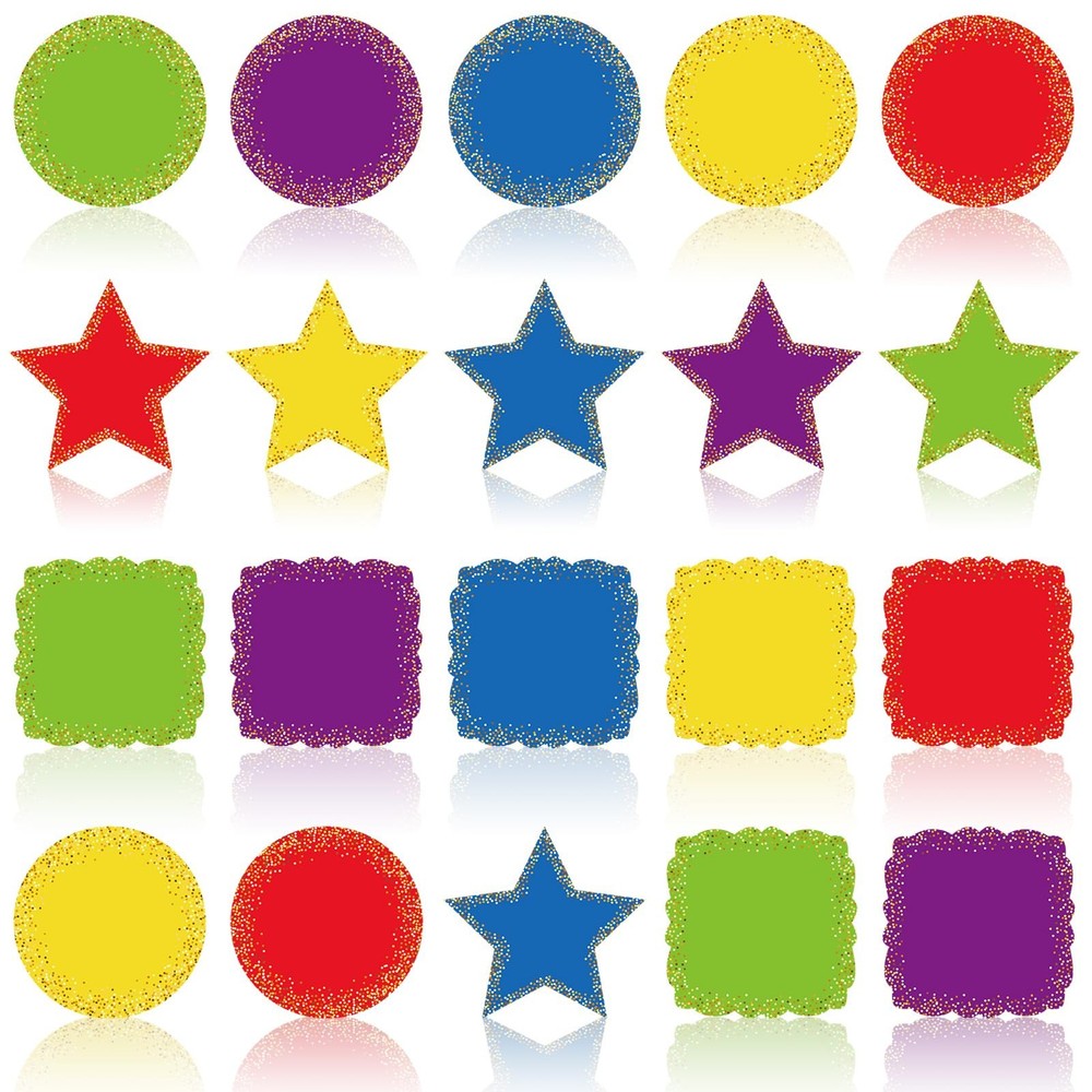 90 Pcs Confetti Cutouts Colored Circle Star Scalloped Paper Cutting Large Ass…