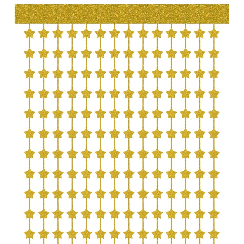 2 Pack Party Backdrop Decoration,Star Streamer Foil Fringe Curtain,Laser Gold