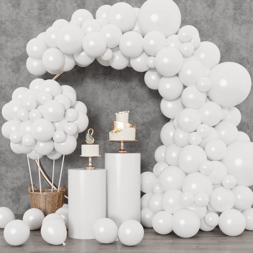 White Balloons 129pcs Different Sizes 18 12 10 5 Inch for Garland Arch, Latex…