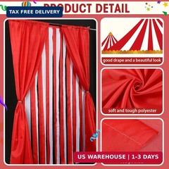 Tingjoo 4 Pcs Carnival Circus Party Decorations Backdrops Red and White Striped