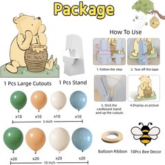 Winnie Baby Shower Birthday Decorations Large Coroplast Cutout Balloons Bee S…