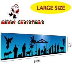 Manger Scene Religious Christmas Yard Signs-Holy Nativity Christmas Banner Large