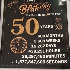 Happy 50th Birthday Party Backdrop Banner 12pcs 11×14 in Black Gold White