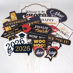 Graduation Photo Booth Props, Blue Black Red Gold Graduation Blue,gold,white