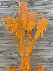 20 Orange Pineapple Swizzle Sticks 9.5″ tall 4 Adult Beverages Cocktail Tiki
