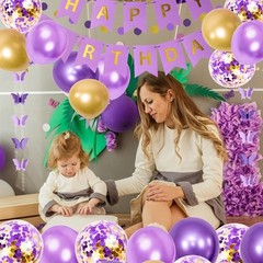 Decoraciones De Cumpleanos Moradas Para Mujeres Y Ninas Garlan Colgante De M…