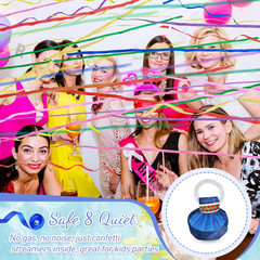 24 Pack Blue Multicolor Streamers Poppers No Mess Confetti Party Ribbons 17 FT