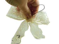 Lace Bows Christmas Wedding & Party Decorations 48 Pieces Burgundy Off White