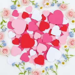120 Pcs Heart Paper Cutouts Assorted Size Red Rose Pink White Valentines