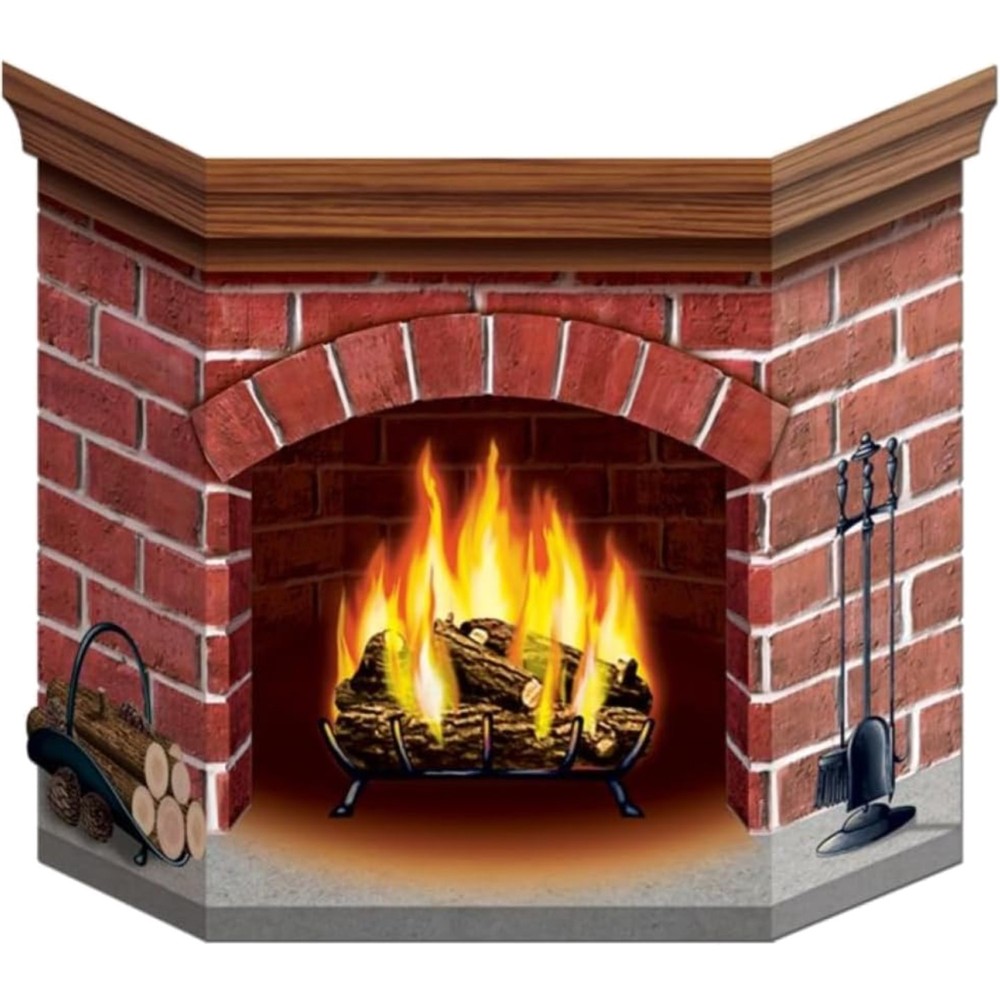 Brick Fireplace Stand-Up 1 Count Decorative Party Accessory