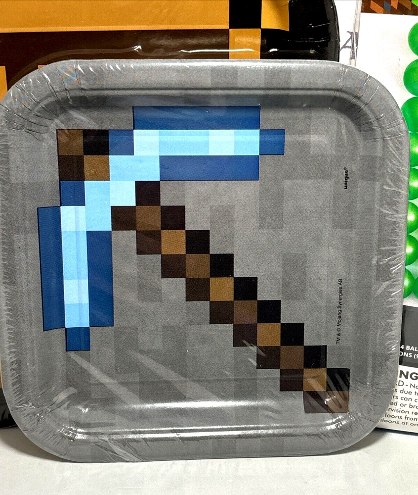 «Minecraft» Birthday Party Supplies, Napkins, Plates, Balloons, Tablecovrers and
