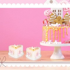 2 Pcs Pink Bow Heart Candles Coquette Party Cute Supplies