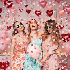 200 PCS Glitter Valentines Day Rose Gold Pink Heart Confetti Table Sprinkles