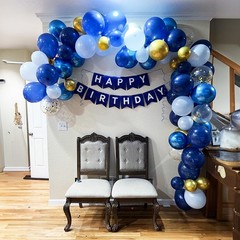 Navy Blue Gold Balloon, 60 Packs 12 Inch Metallic Blue and Macaron Blue Ballo…