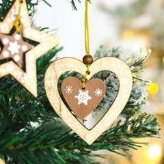 6X Christmas Tree Hanging Pendant Hollowed Wood Crafts Festive Xmas Decoration