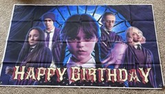 Wednesday Addams Happy Birthday Backdrop Banner Kids Vinyl Party Decor 3x5ft
