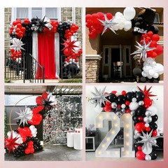 Red White and Black Balloon Garland Arch Kit, Red and Black Party Decorations…