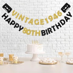 Eucutur Pre-Strung Black Gold 80th Birthday 8 inches x 6.2 inches,