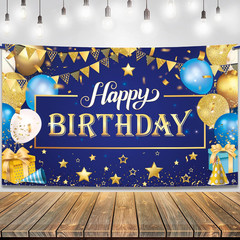 , Xtralarge Gold and Blue Happy Birthday Banner – 72X44 Inch | Blue and Gold …