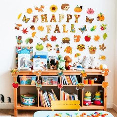 80 PCS Fall Cutouts Bulletin Board Decorations Set Pumpkin Maple Leaf Autumn
