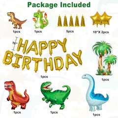 Dinosaur Birthday Party Decorations Supplies, 124Pcs Dinosaur Green Orange Blue