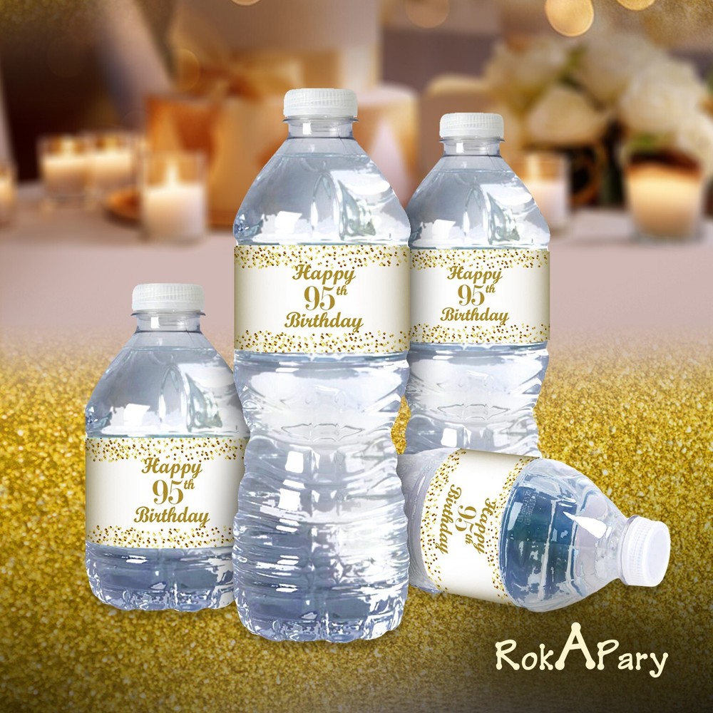 95th Birthday Water Bottle Labels; Set of 20 Waterproof Water Bottle Wrappers