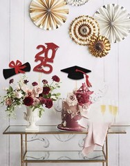 12 PCS Red Black Class Of 2025 Graduation Centerpiece Sticks Table Toppers