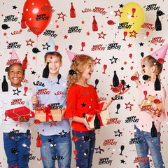 Red and Black Happy Birthday Confetti, 3000 Pcs Birthday Cake Table Metallic Foi