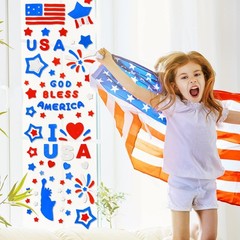 7 Sheets Patriotic Window Gel Clings American Flag Stars I Love USA Window Jelly