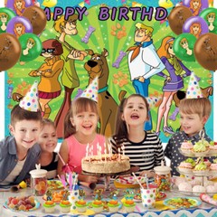 Scooby Birthday Party Supplies Set Plates Balloons Banner Tablecloth Theme Party