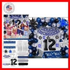 12th Birthday Decorations for Boys and Girls Dark Blue, 12 Old Party Supplie…